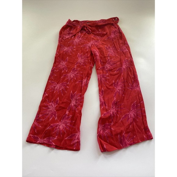 Dee Elly 2 Piece Pants and Cropped Top Outfit Hawaiian Print Red Women's Large - Picture 2 of 11